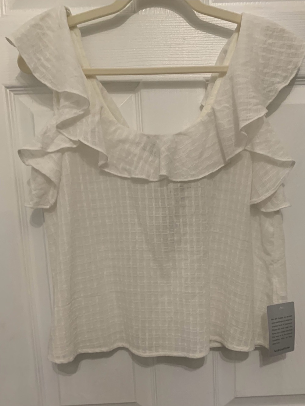 Lulus White/Ivory Ruffled Peasant Top/Blouse • NWT • Sz. Small